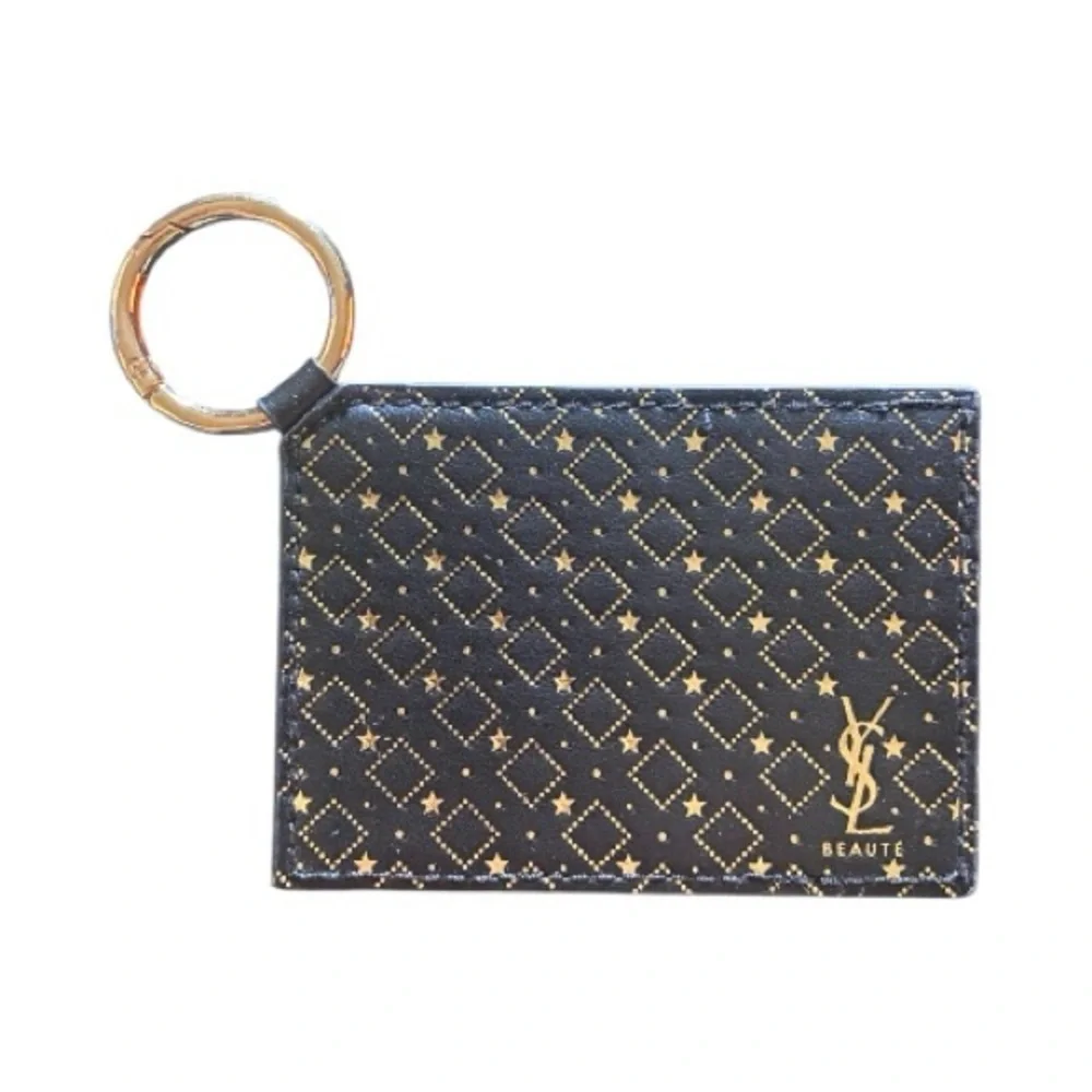NWOT-Yves Saint Laurent Black & Gold Monogram Key Card Mirror